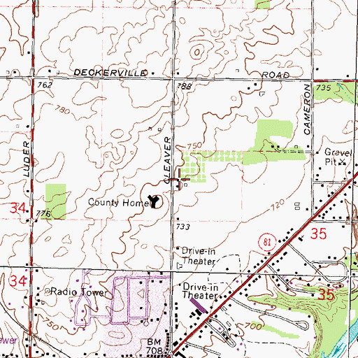 Topographic Map of Davenport University, MI
