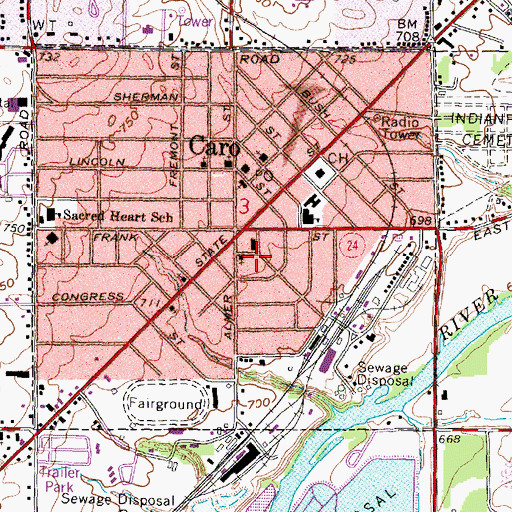 Topographic Map of Caro Family Physicians Clinic, MI