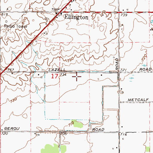 Topographic Map of Ellington Nazarene Church, MI