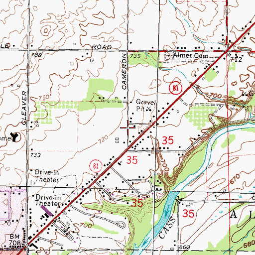 Topographic Map of Almer Township Hall, MI