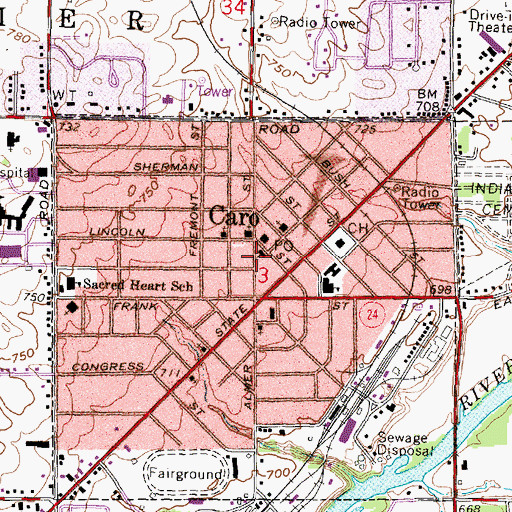Topographic Map of New Creation Community Church, MI