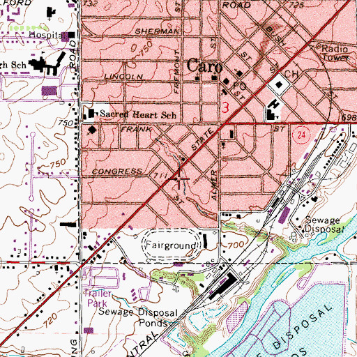 Topographic Map of Saint Paul Lutheran Church, MI