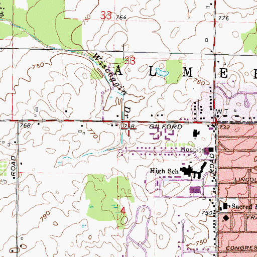 Topographic Map of Church of Jesus Christ of Latter Day Saints, MI