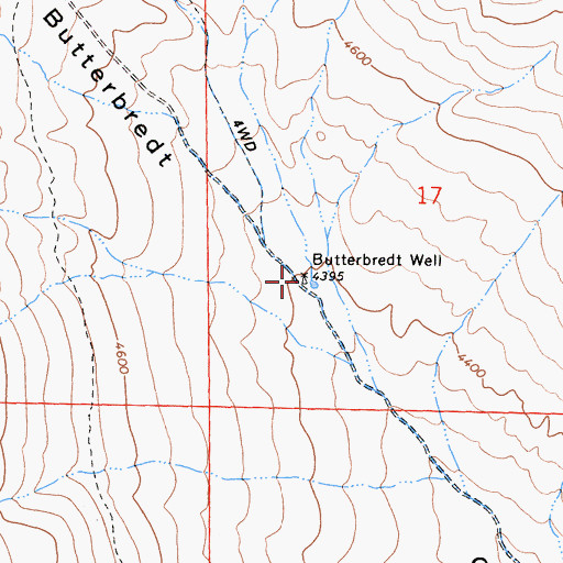 Topographic Map of Butterbredt Well, CA