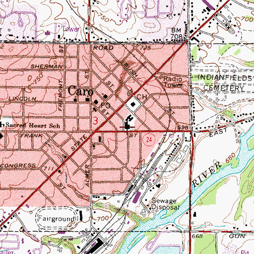 Topographic Map of Frank E Schall Elementary School, MI