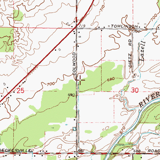 Topographic Map of Colwood United Brethren Church, MI