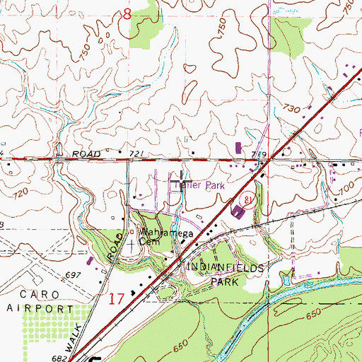 Topographic Map of Vaughn Village Mobile Home Park, MI
