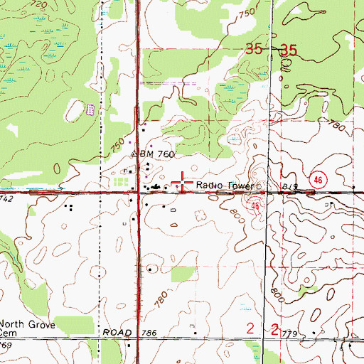 Topographic Map of Rooster Flats Golf Center, MI