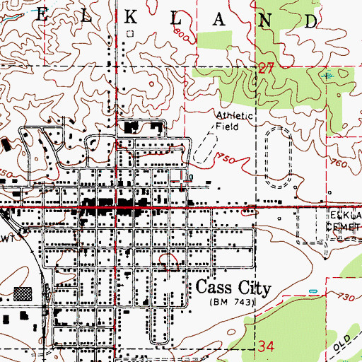 Topographic Map of Elkland Township Fire Department, MI