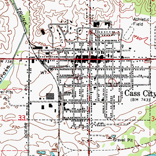 Topographic Map of First Baptist Church, MI