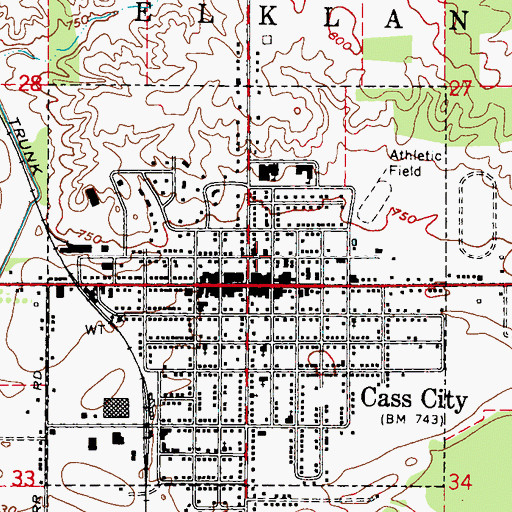Topographic Map of First Presbyterian Church, MI