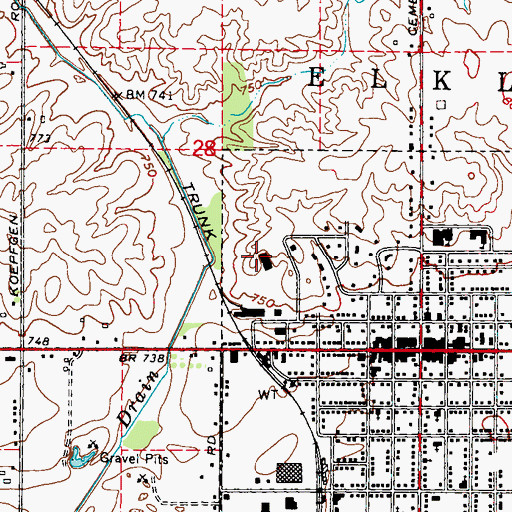 Topographic Map of Hills and Dales General Hospital, MI