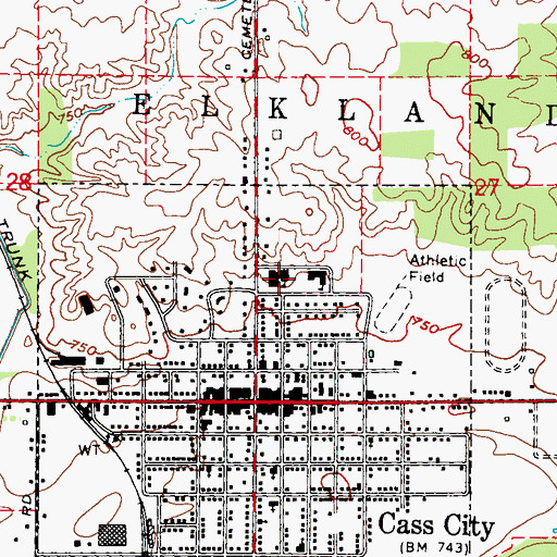 Topographic Map of Cass City Elementary School, MI