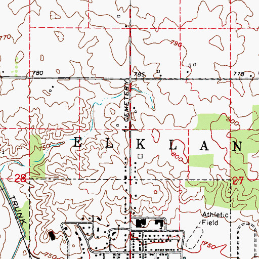 Topographic Map of Cass City High School, MI