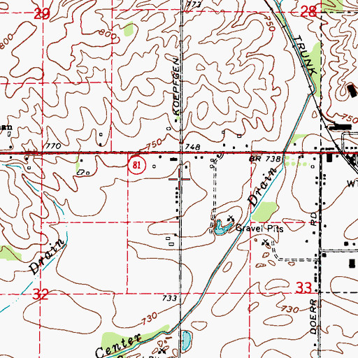 Topographic Map of Cass City Missionary Church, MI