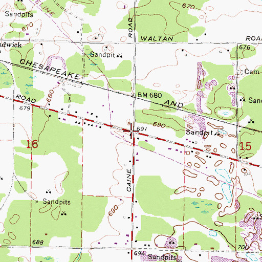 Topographic Map of Vassar Township Hall, MI