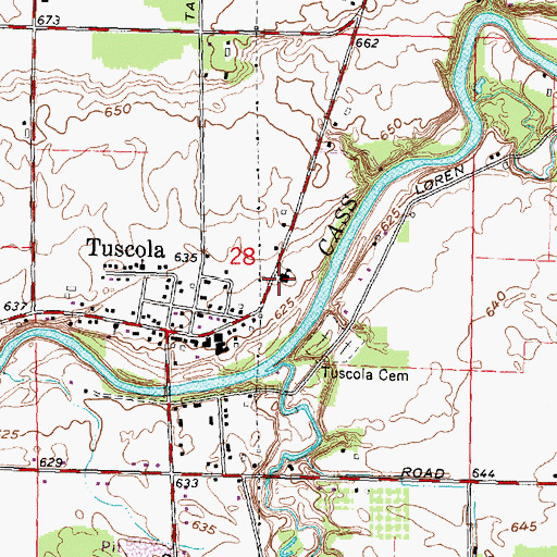 Topographic Map of Tuscola Township Hall, MI