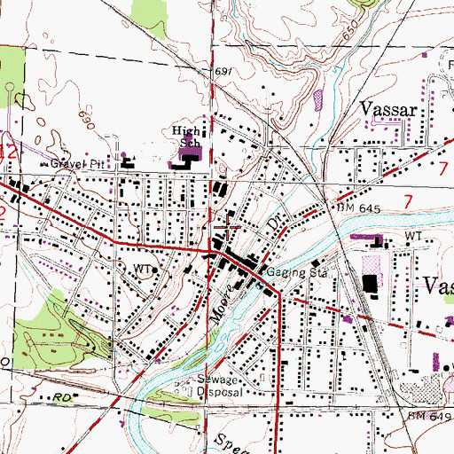 Topographic Map of First United Methodist Church, MI