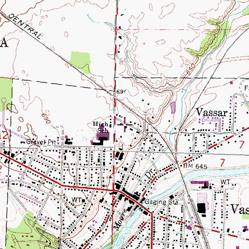 Topographic Map of Saint Frances X Cabrini Church, MI