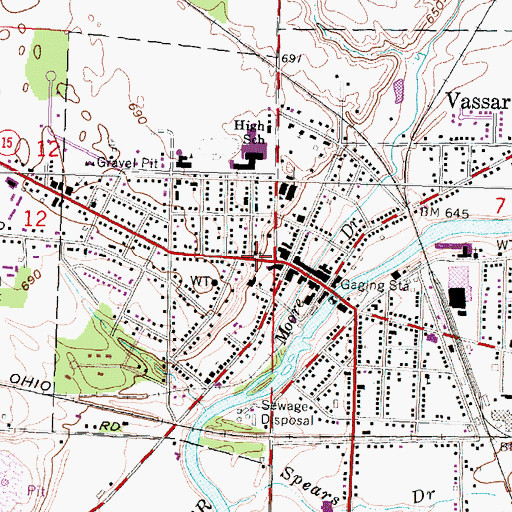 Topographic Map of First Presbyterian Church, MI