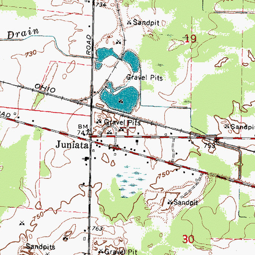 Topographic Map of Juniata Station, MI