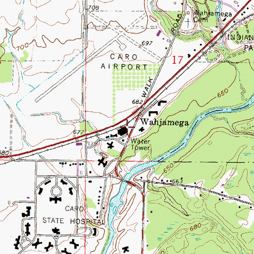 Topographic Map of Wahjamega Station, MI