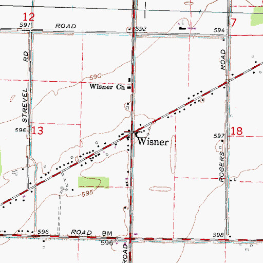 Topographic Map of Wisner Post Office (historical), MI
