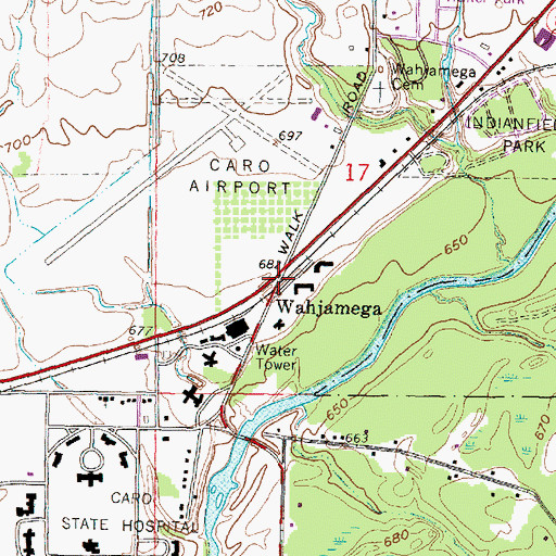 Topographic Map of Wahjamega Post Office (historical), MI