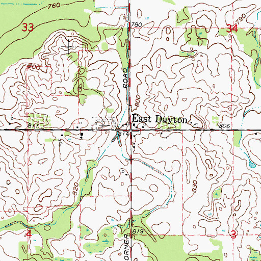 Topographic Map of East Dayton Post Office (historical), MI