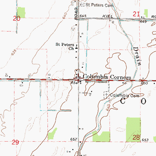 Topographic Map of Columbia Post Office (historical), MI