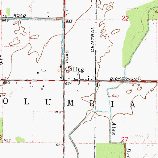 Topographic Map of Colling Post Office (historical), MI