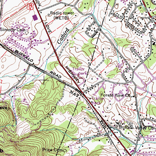 Topographic Map of Heritage Park, TN