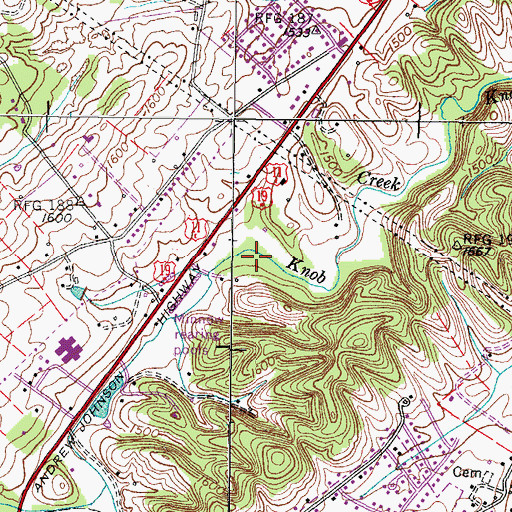 Topographic Map of Big Valley Mobile Home Park, TN