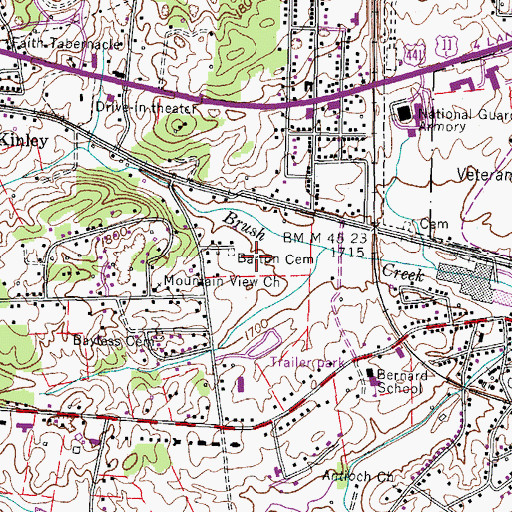 Topographic Map of McKinley Mobile Home Park, TN