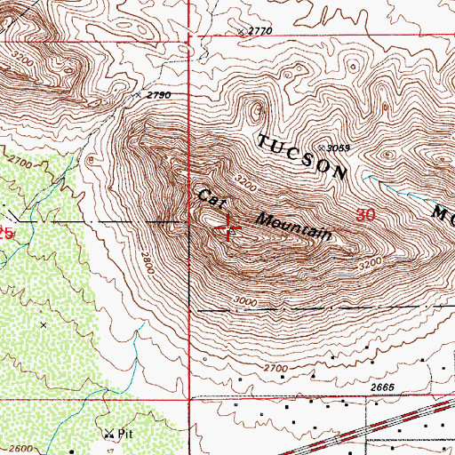 Topographic Map of Cat Mountain, AZ