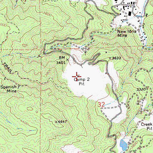 Topographic Map of Camp Two Pit, CA