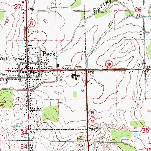 Topographic Map of Peck Community Elementary School, MI
