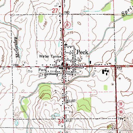Topographic Map of Elk Township Library, MI
