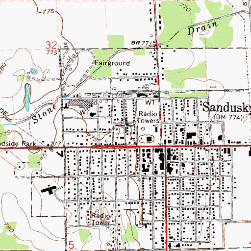 Topographic Map of Peace Lutheran Church, MI