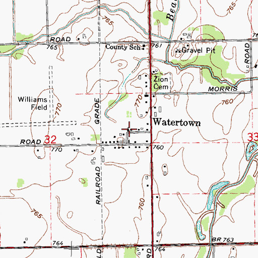 Topographic Map of Watertown Missionary Church, MI
