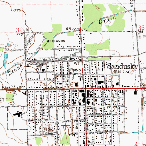 Topographic Map of McKenzie Memorial Hospital, MI