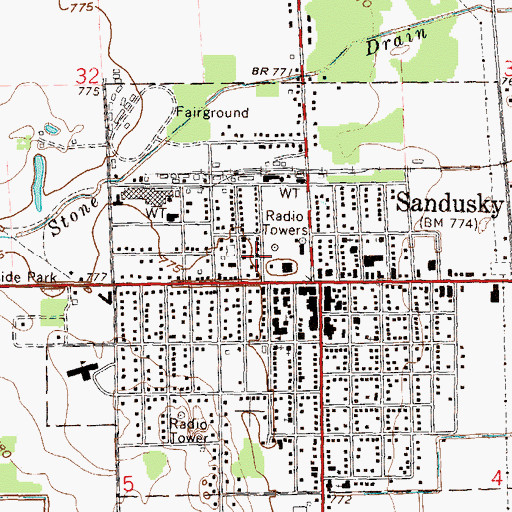 Topographic Map of Saint John's Episcopal Church, MI