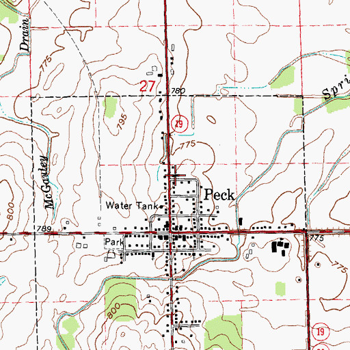 Topographic Map of Peck United Methodist Church, MI