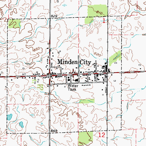 Topographic Map of Minden City Post Office, MI