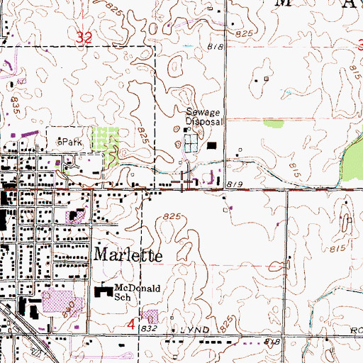 Topographic Map of Marlette Fire Department, MI
