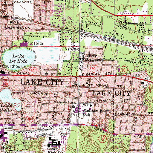 Topographic Map of Lake City Church of God, FL