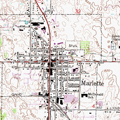 Topographic Map of Marlette Medical Center, MI