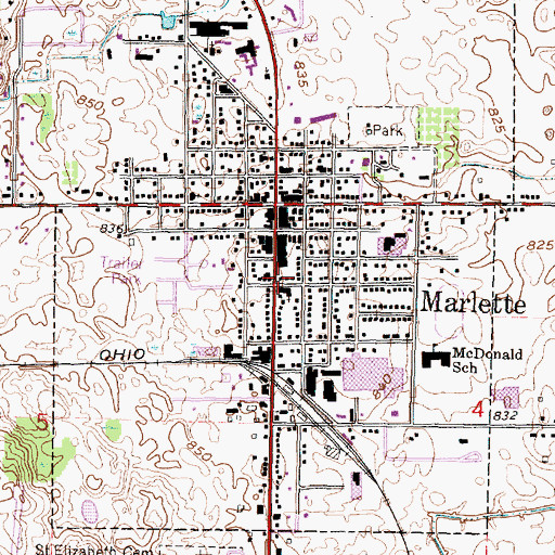 Topographic Map of Marlette City Hall, MI
