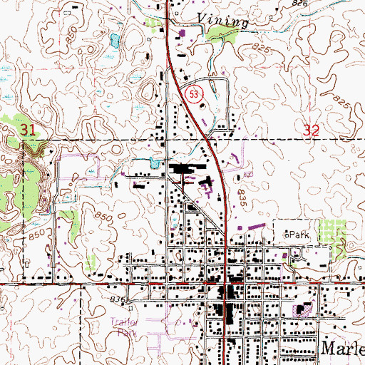 Topographic Map of Marlette Apostolic Church, MI