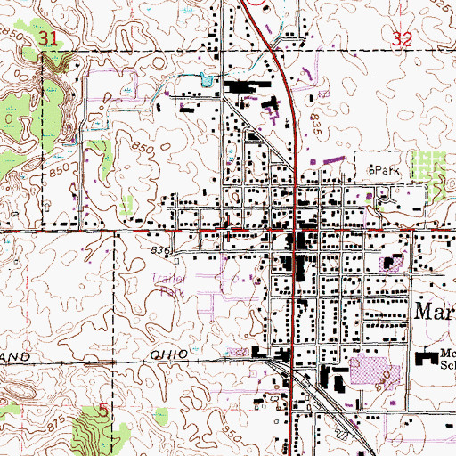 Topographic Map of First Presbyterian Church, MI